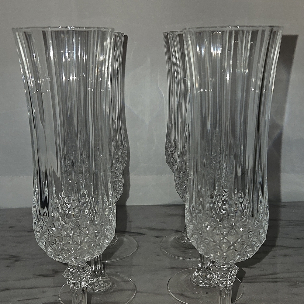 Vintage Cristal D'Arques Longchamp Champagne Flutes / Glasses - Picture 4 of 8